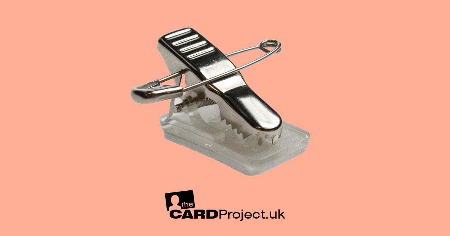 Metal Crocodile ID Card Clip with Pin and Self Adhesive Pad