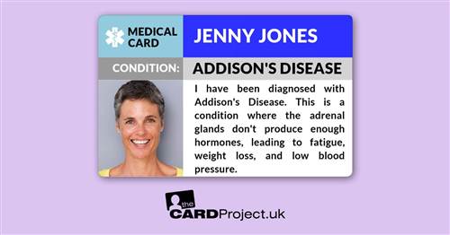 Addison's Disease Medical Photo ID Card (FRONT)