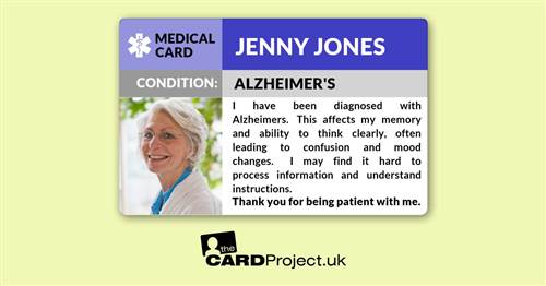 Alzheimer's Awareness Photo Medical ID Alert Card  (FRONT)