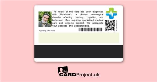 Alzheimer's Premium Photo Medical ID Card  (REAR)