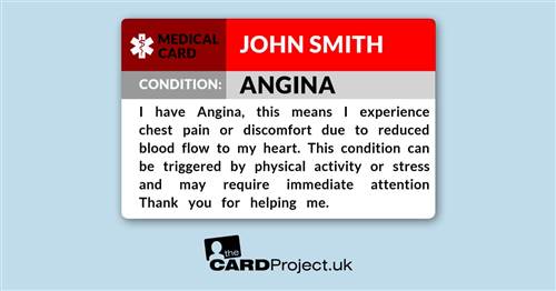 Angina Medical ID Card  (FRONT)