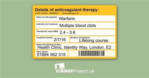 Anticoagulant Therapy Medical ID Alert Cards (REAR)