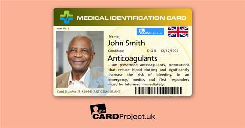 Anticoagulant Medical ID Card (FRONT)