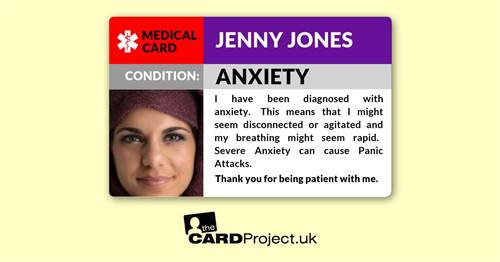 Anxiety Photo ID Medical Card (FRONT)