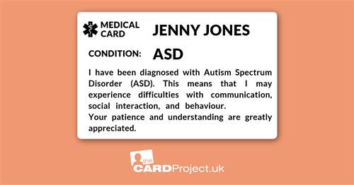 ASD Mono Medical ID Card (FRONT)