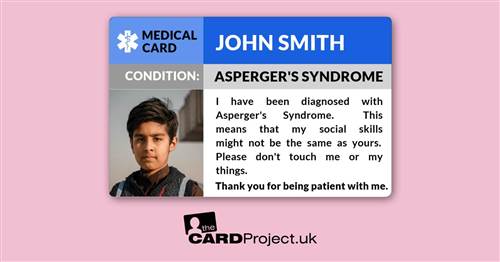 Asperger's Syndrome Medical Photo ID Card  (FRONT)