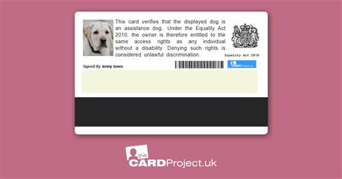 Assistance Dog Identification Card (REAR)