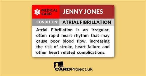 Atrial Fibrillation Medical Card (FRONT)