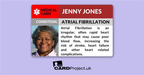 Atrial Fibrillation Photo Medical ID Card (FRONT)