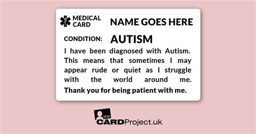 Autism Mono Medical ID Card  (FRONT)