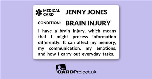 Brain Injury Mono Medical Card (FRONT)