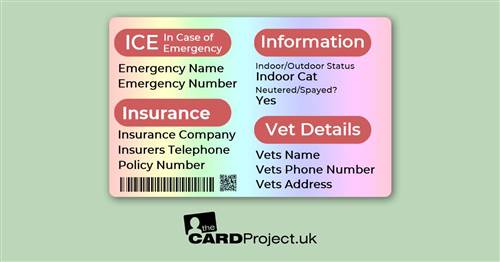 Full Cat ID Card With Photo, Microchip And Contacts (REAR)