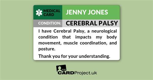 Cerebral Palsy Medical ID Card  (FRONT)