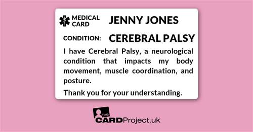 Cerebral Palsy Mono Medical ID Card  (FRONT)