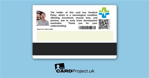 Premium Cerebral Palsy Medical ID Card (REAR)