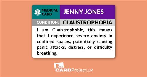 Claustrophobia Medical ID Card (FRONT)