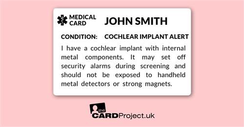 Cochlear Implant Mono Medical ID Card (FRONT)