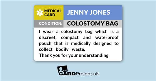 Colostomy Bag Medical Card (FRONT)