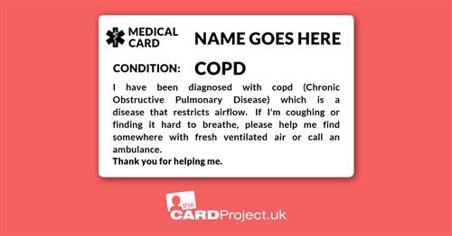 COPD (Chronic Obstructive Pulmonary Disease) Awareness Mono Medical ID Alert Card (FRONT)