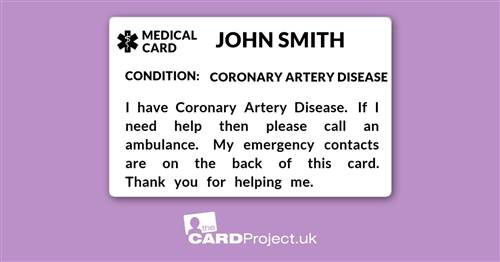 Coronary Artery Disease Mono Medical ID Card (FRONT)