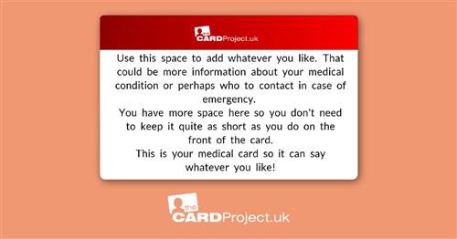 Create Your Own Medical Card, Double Sided (REAR)