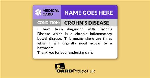 Crohn's Disease Awareness Medical ID Card  (FRONT)