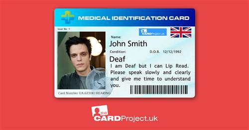 Deaf, Lip Reading, Premium Medical Awareness ID Photo Card  (FRONT)