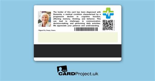 Dementia Premium Photo Medical ID Card  (REAR)