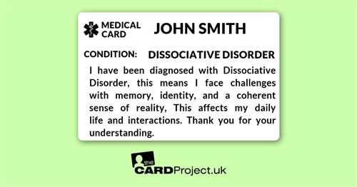 Dissociative Disorder Mono Medical ID Card (FRONT)