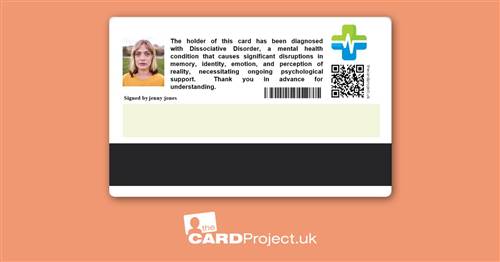 Premium Dissociative Disorder Medical ID Card (REAR)