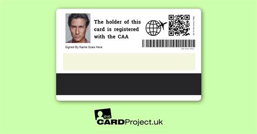 Drone Pilot Operator Photo ID Card, Double Sided card with CAA QR Code (REAR)