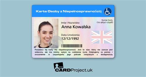 English Polish Disability ID Card (FRONT)