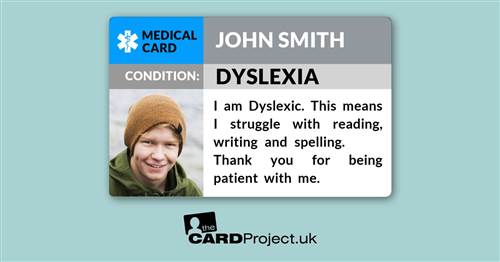 Dyslexia Photo Medical ID Card (FRONT)