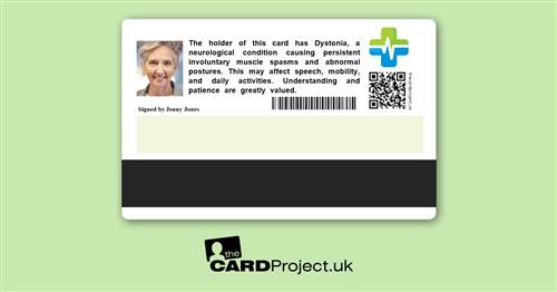 Premium Dystonia Medical ID Card  (REAR)