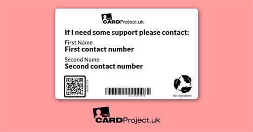 Early Onset Dementia Mono Medical ID Alert Card  (REAR)