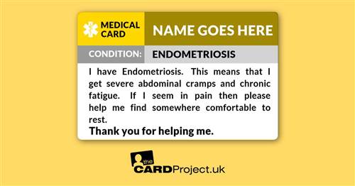 Endometriosis Awareness Medical ID Card  (FRONT)