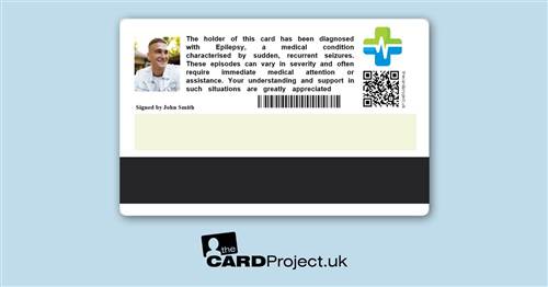 Epilepsy Premium Medical Photo ID Card  (REAR)