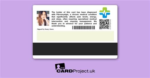 Fibromyalgia Premium Photo Medical ID Alert Card (REAR)