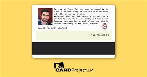 Firefighter ID Card, Cosplay, Film and Television Prop  (REAR)