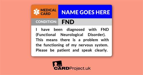 FND Awareness Medical ID Alert Card  (FRONT)