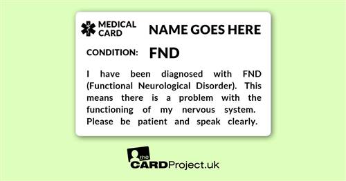 FND Awareness Mono Medical ID Alert Card  (FRONT)