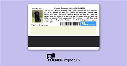 Hearing Dog ID Card  (REAR)