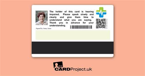 Hearing Impaired Premium Photo Medical ID Card  (REAR)