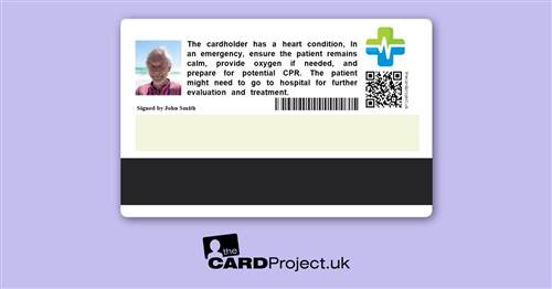 Heart Condition Premium Photo Medical Card (REAR)