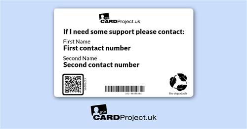 Hidden Disability Mono Medical ID Alert Card  (REAR)