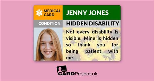 Hidden Disability Sunflower Photo Medical ID Alert Card   (FRONT)