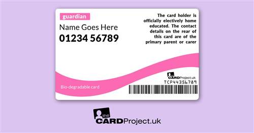 Home Educated Pink Photo Student ID Card  (REAR)