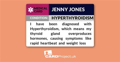 Hyperthyroidism Medical ID Card  (FRONT)