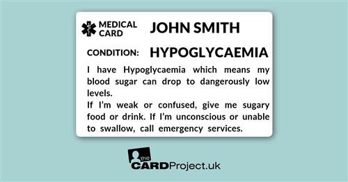 Hypoglycaemia Mono Medical ID Card (FRONT)