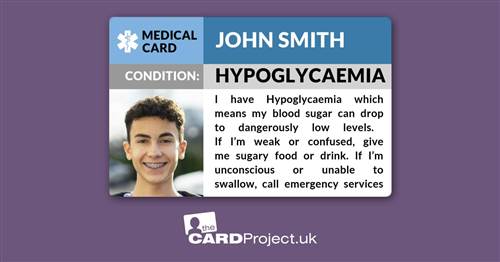 Hypoglycaemia Photo Medical Card (FRONT)